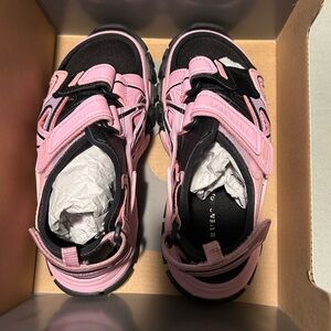 Balenciaga Pink and Black Kids Sandals